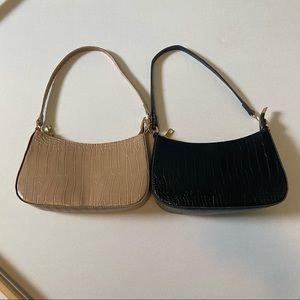 2 pack of embossed baguette bags - SHEIN